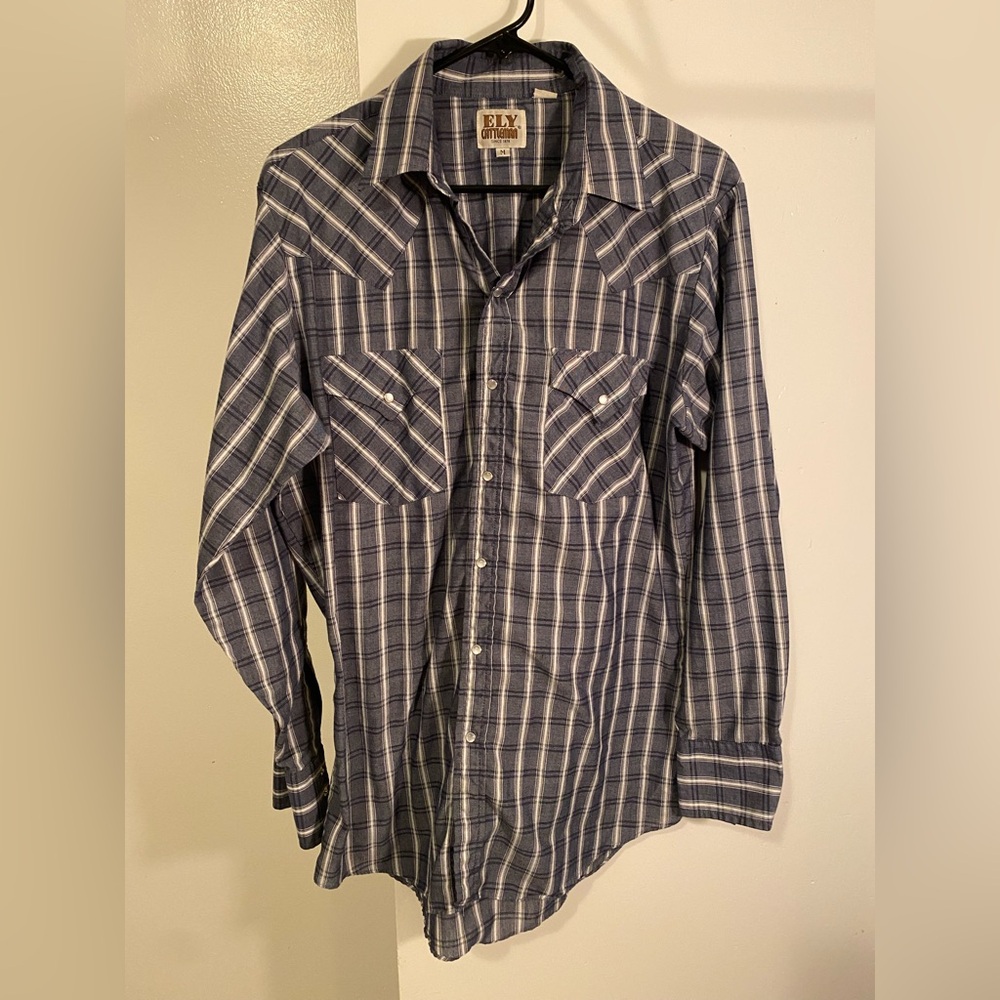 Ely Cattleman Blue Plaid Western Shirt